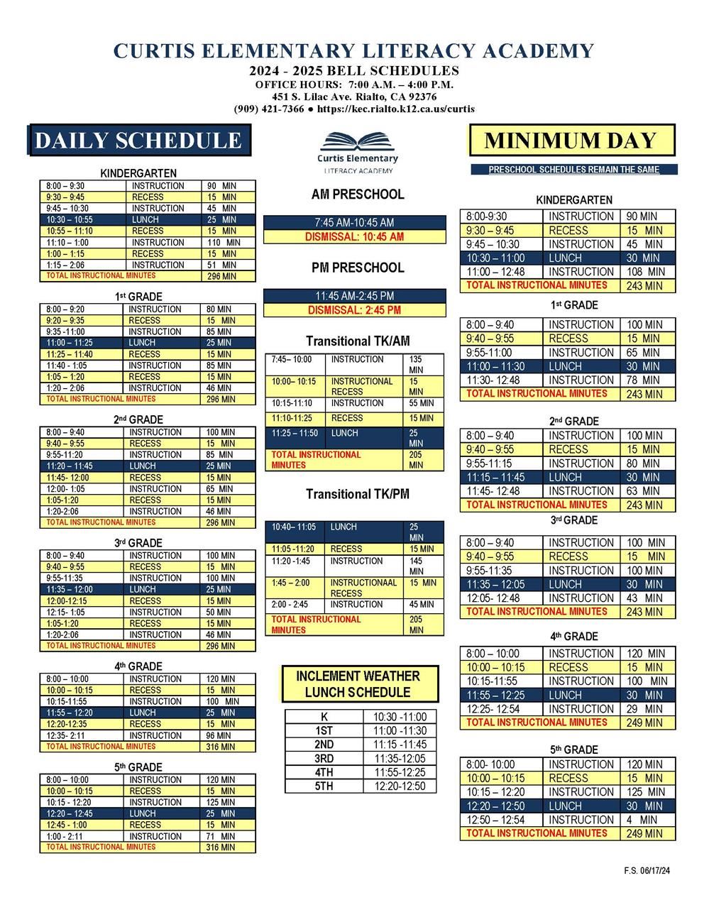  Bell Schedules